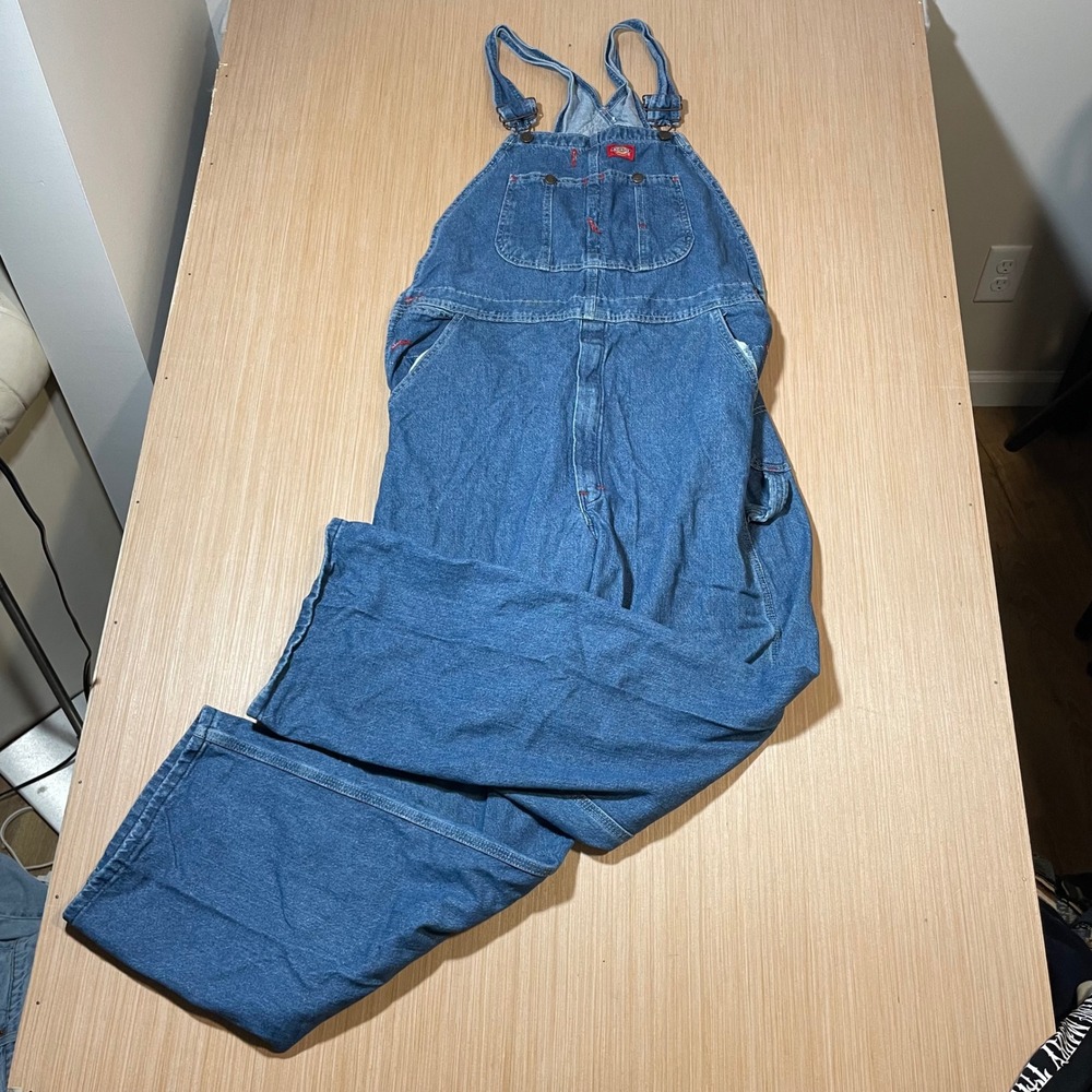 Dickies Overalls Mens Indigo Blue Denim Bib Workwear Dungarees 38x32